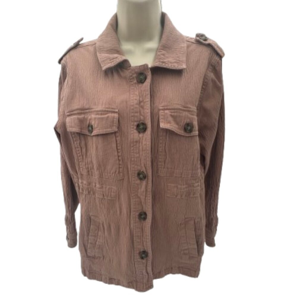 Maurices Womens XL Button Down Rose Lightweight Jacket